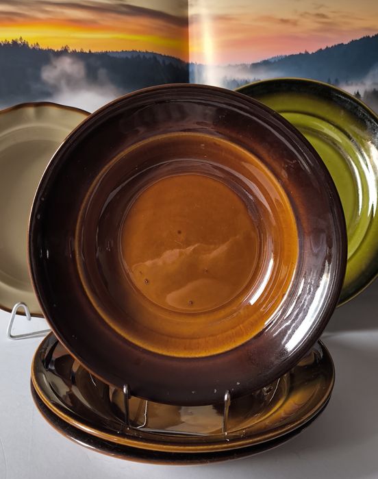 Talerze Tułowice głębokie  piękny stary porcelit