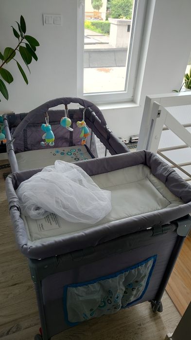 Łóżeczko turystyczne Babyono dwupoziomowe 60*120 cm