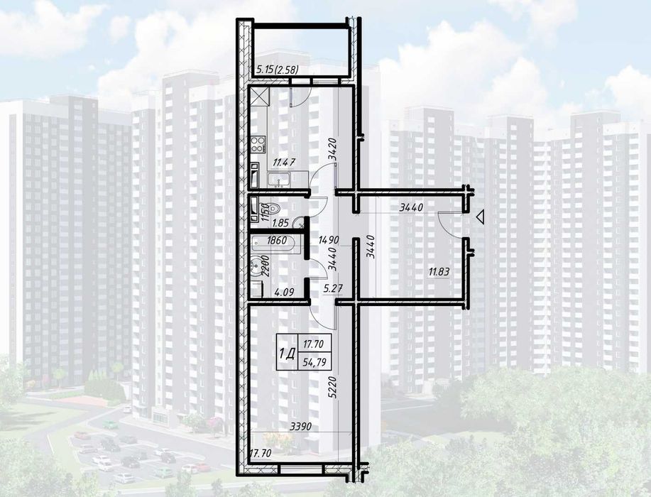 Продам 1 кімн квартиру 54.79м, Коноплянська, 22А, Оболонський р-н