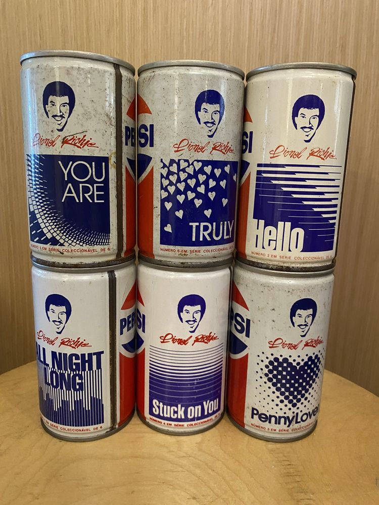 Conjunto completo 6 latas Pepsi Lionel Richie