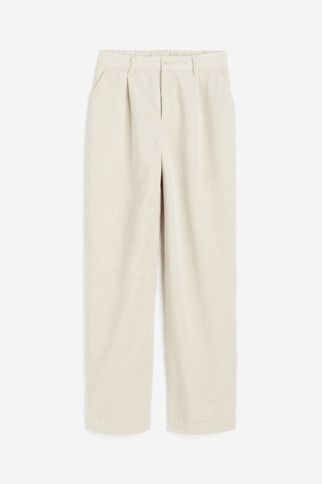 Вельветові штани H&M брюки світло-бежеві
