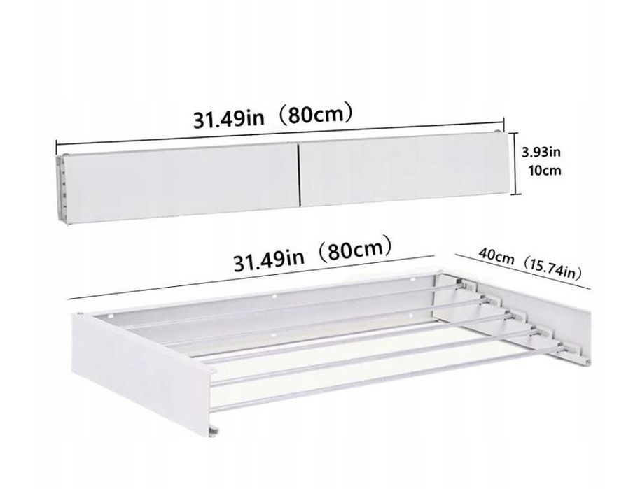 Suszarka ścienna, składana, 80CM, wisząca, na balkon, do łazienki O214