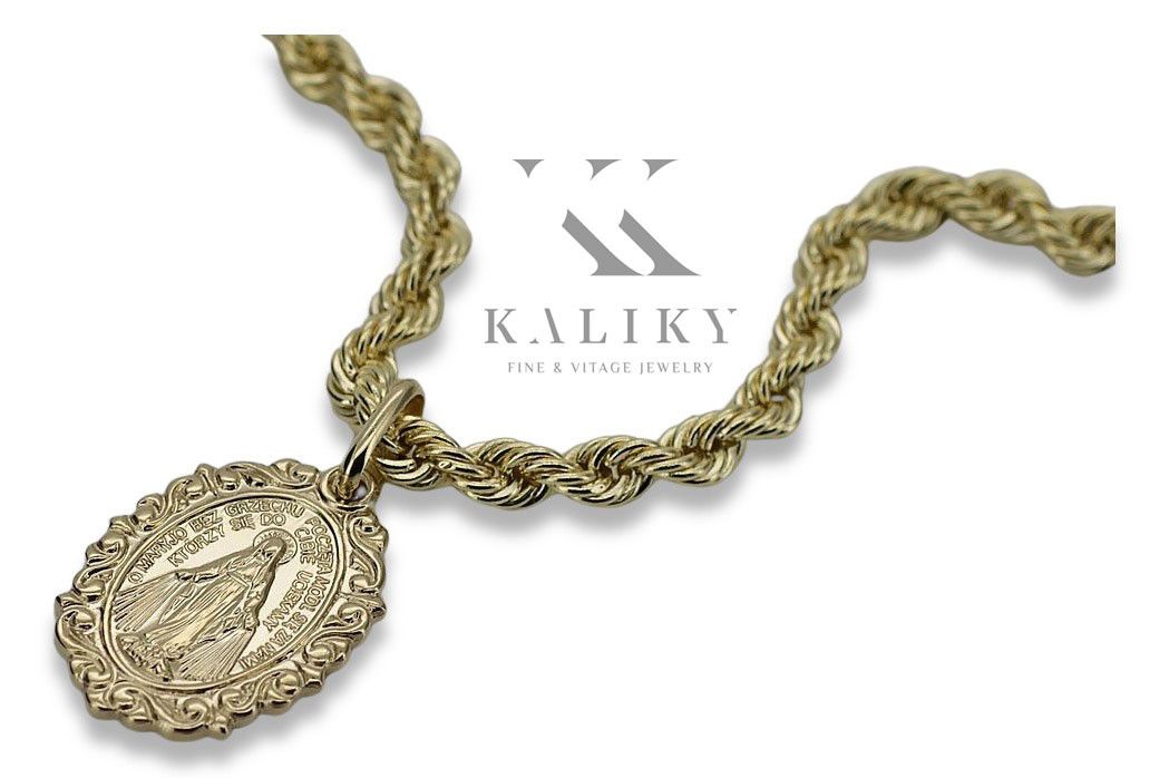 Złoty medalik Bozia z łańcuszkiem Corda 14k 585 pm005y&cc019y Warszawa