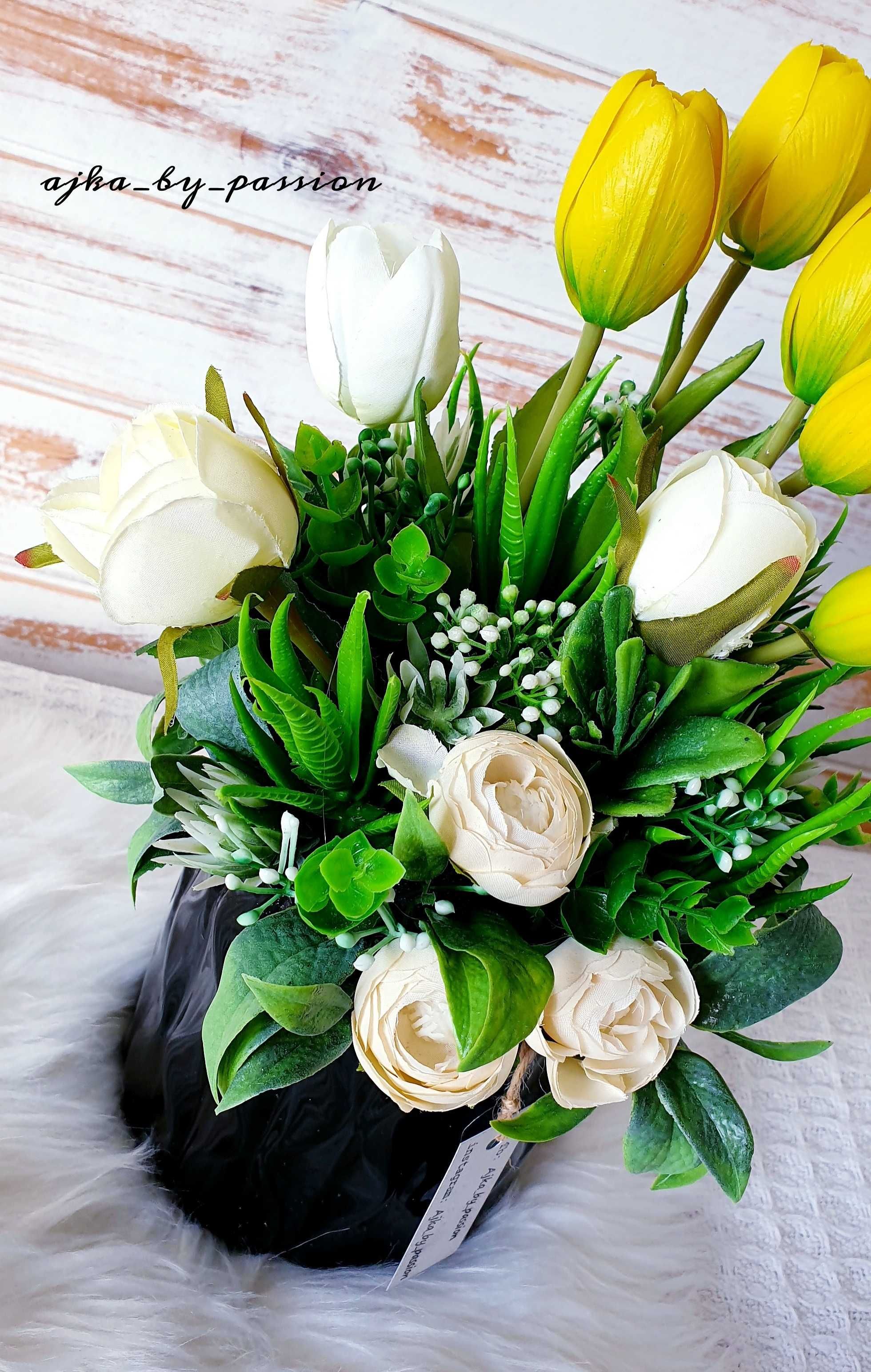 FlowerBox ze sztucznych kwiatów, tulipany, Wiosna