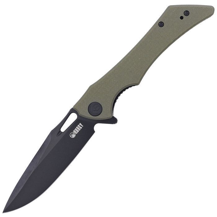 Nóż składany Kubey Raven Green G10, Dark Stonewashed AUS-10 by Jelly J