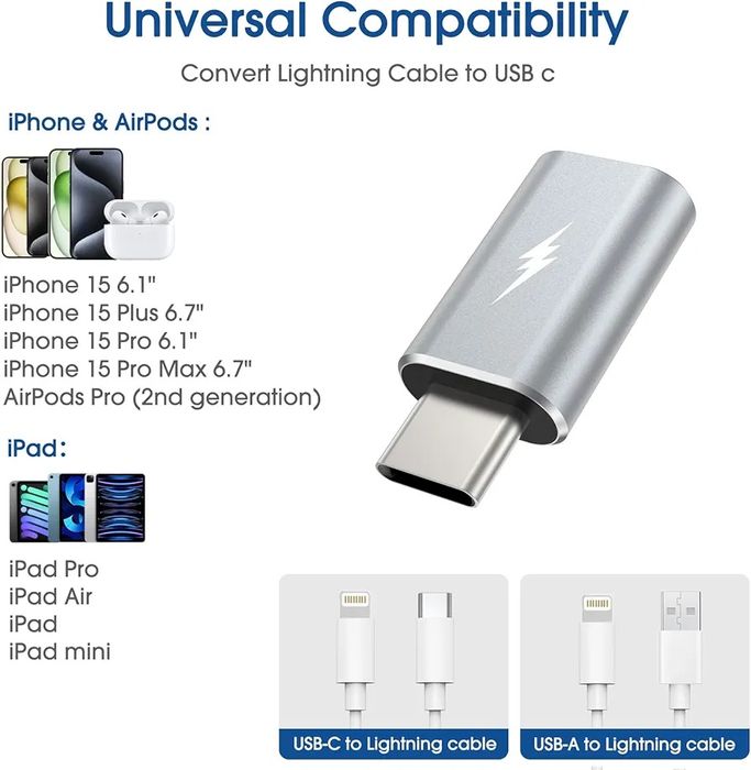 Кабель-адаптер TechMatte Lightning - USB-C Type-C