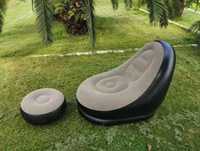 Надувне садове крісло велюр з пуфиком air sofa comfort zd-33223