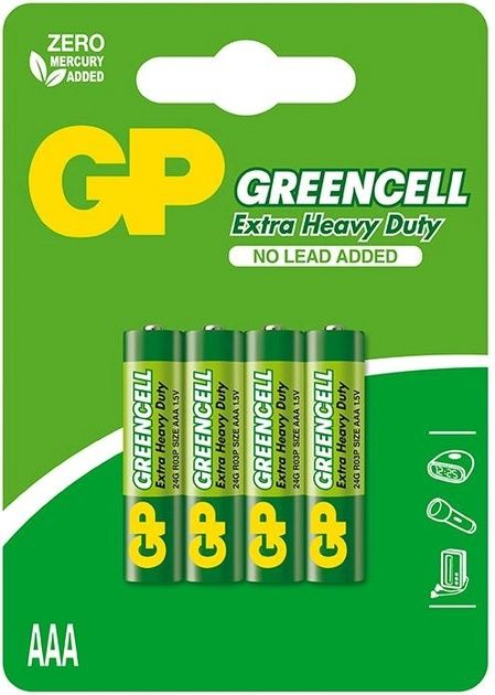 Батарейка минипалец солевая R3 GP Greencell 1.5V AAA