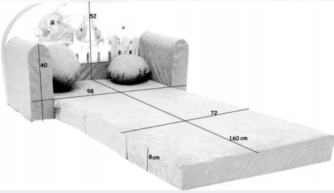 Sofa TUPPI SWM 98 x 168 cm welur odcienie szarości