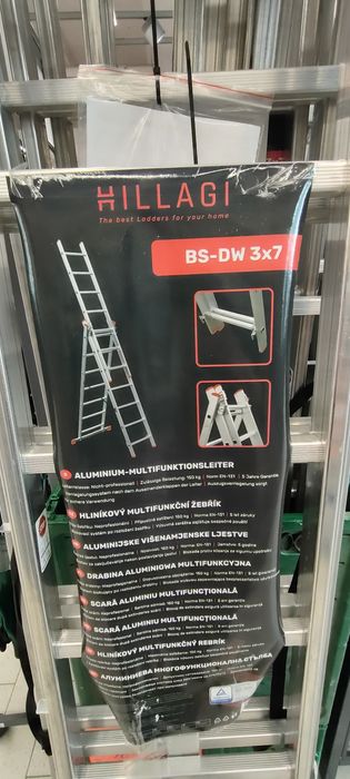 Drabina aluminiowa taka jak widoczna na zdjęciu trzyczęściowa 7 stopni