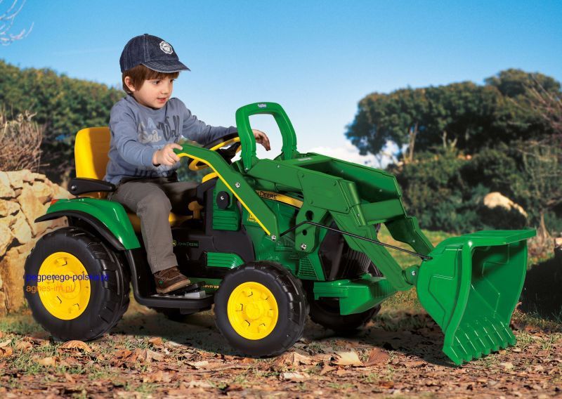 JOHN DEERE traktorek akumulatorowy dla dzieci. 12V koparka z turem