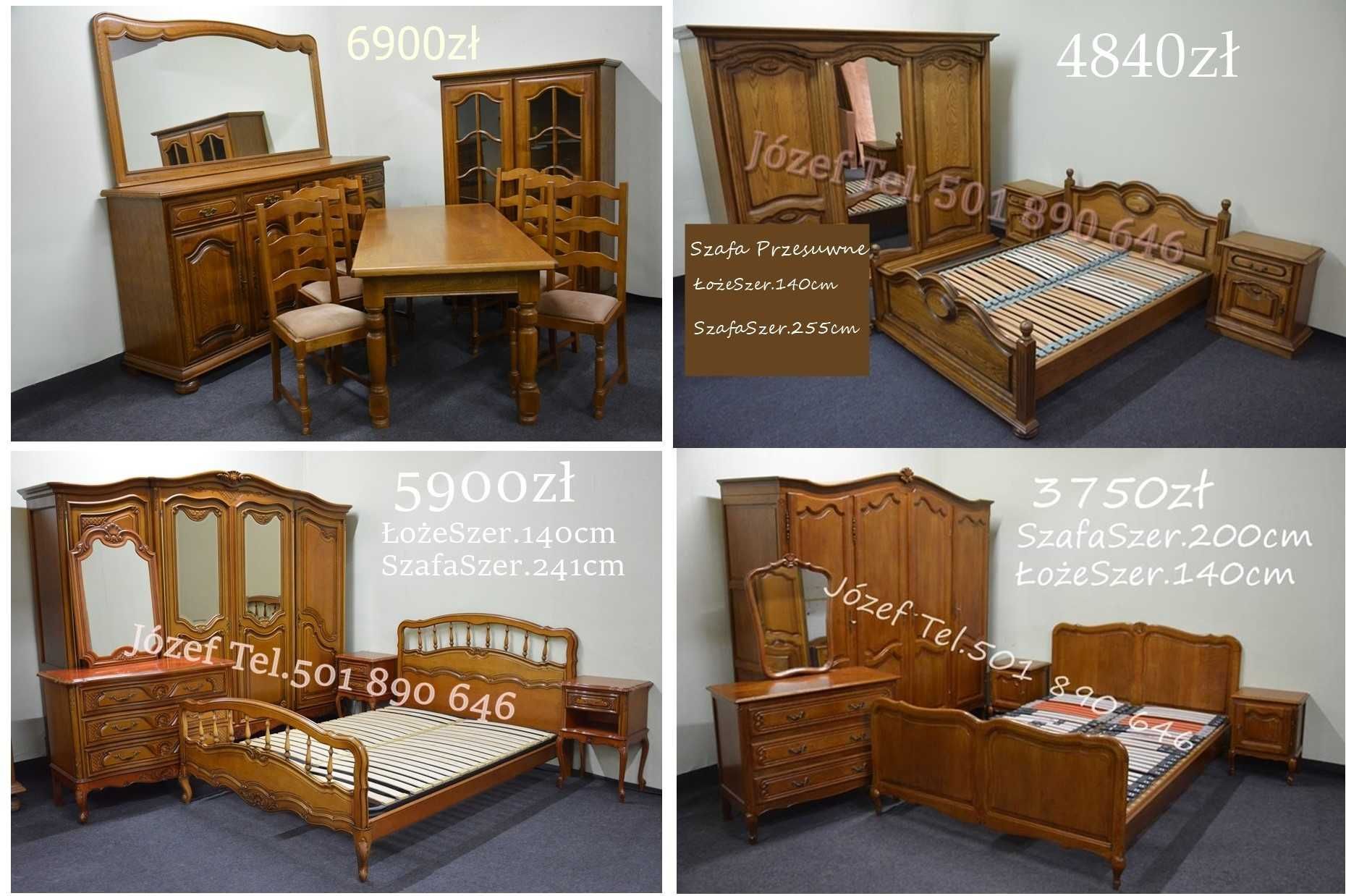 Piękna Sypialnia Dębowa - łóżko, szafa, komoda, szafki nocne