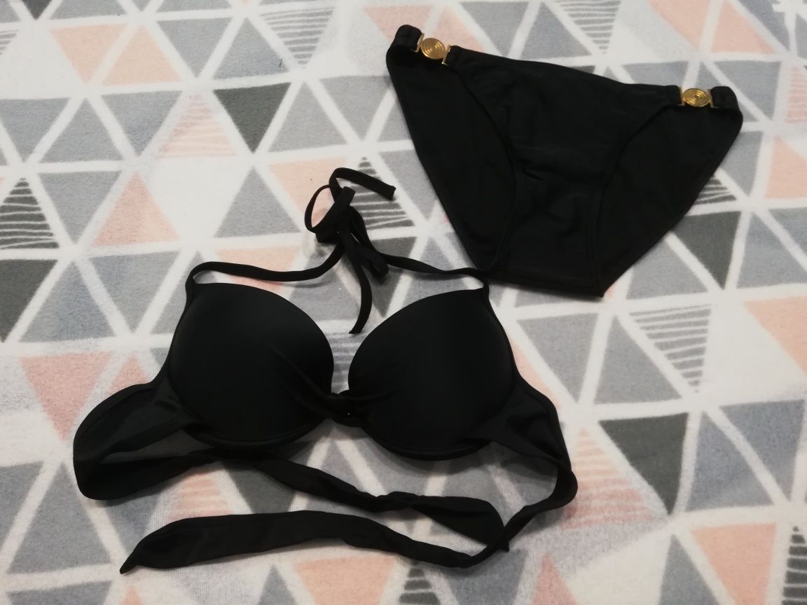 Strój kąpielowy bikini stanik majtki czarny nowy S