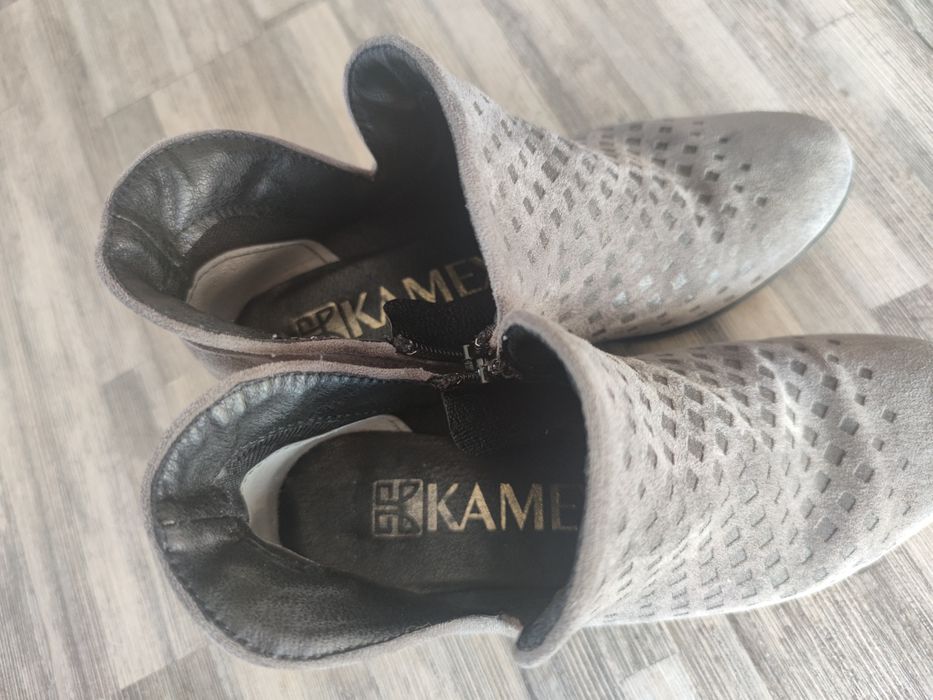 Botki zamszowe siwe/ rozm. 36 / 23 cm jak NOWE