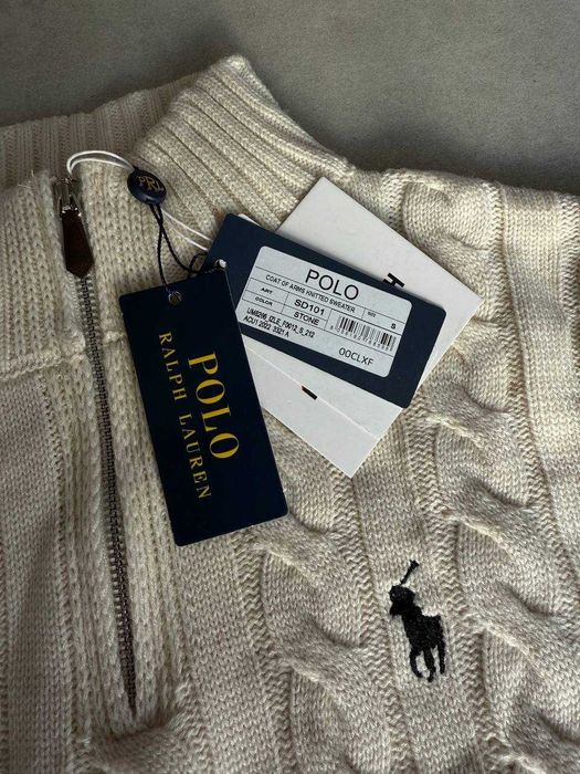 Стильний вʼязаний светр 1/3 замок Polo Ralph Lauren Cream