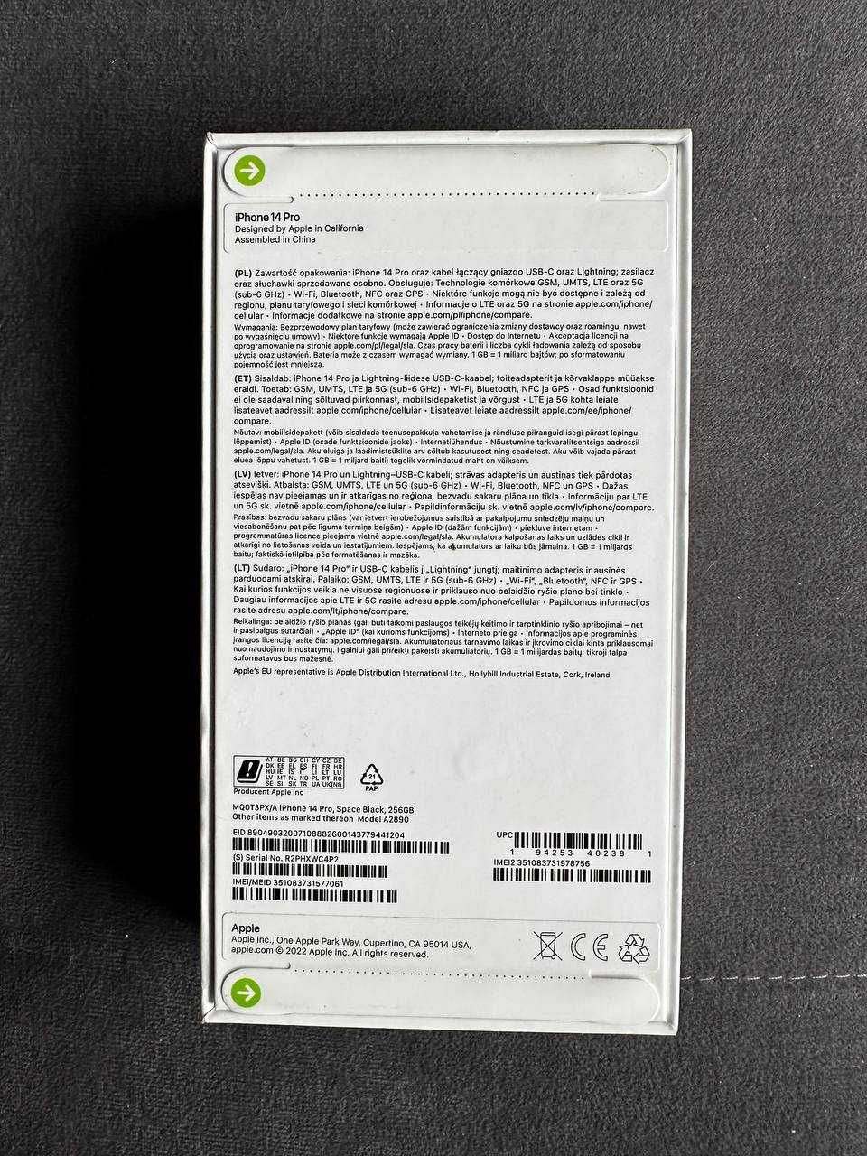 Smartfon Apple Iphone 14 Pro 256 GB Czarny. Nowy, zapakowany