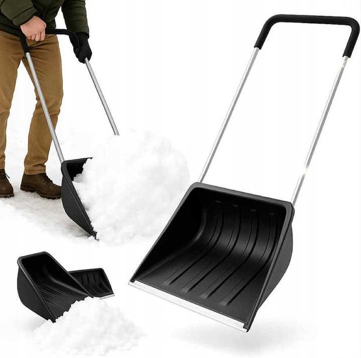 Nowy Zgarniacz Łopata do Śniegu Do Odśnieżania ręczny Na Kółkach