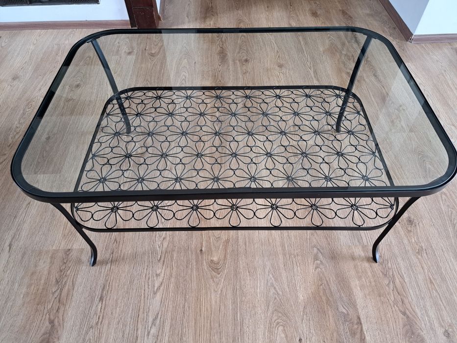 Stolik, ława Ikea szklany/metalowy