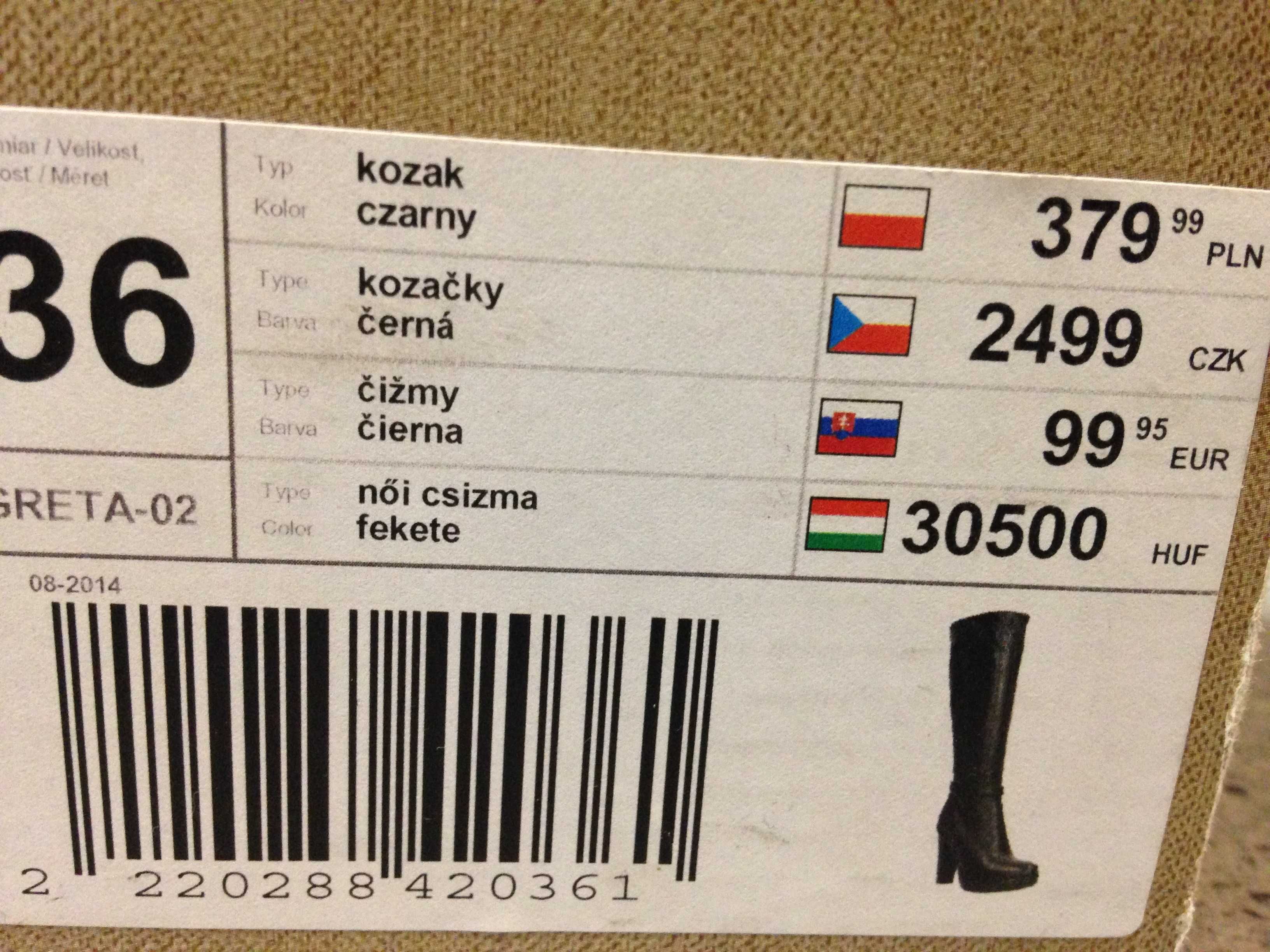 Czarne skórzane wysokie kozaki Lasocki 36 skóra naturalna