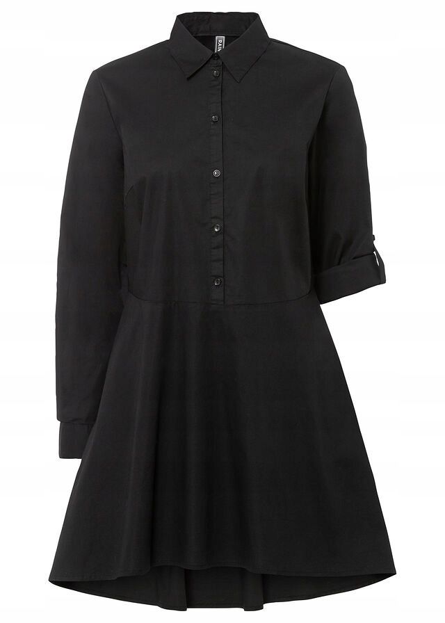 B.P.C koszulowa sukienka czarna z dłuższym tyłem ^44
