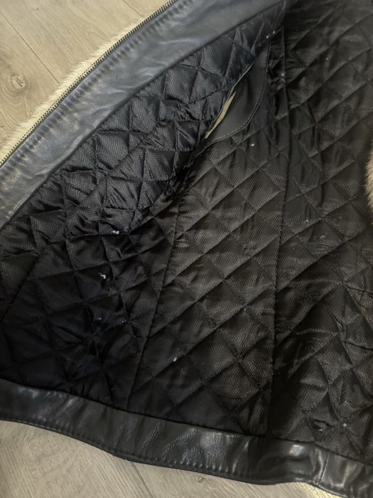 Хутрова приталена шкіряна жилетка, хутро песець, розмір S