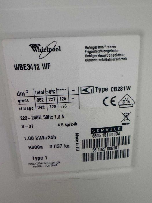 Холодильник б/в Whirpool 185см Білий Крапельний #07469