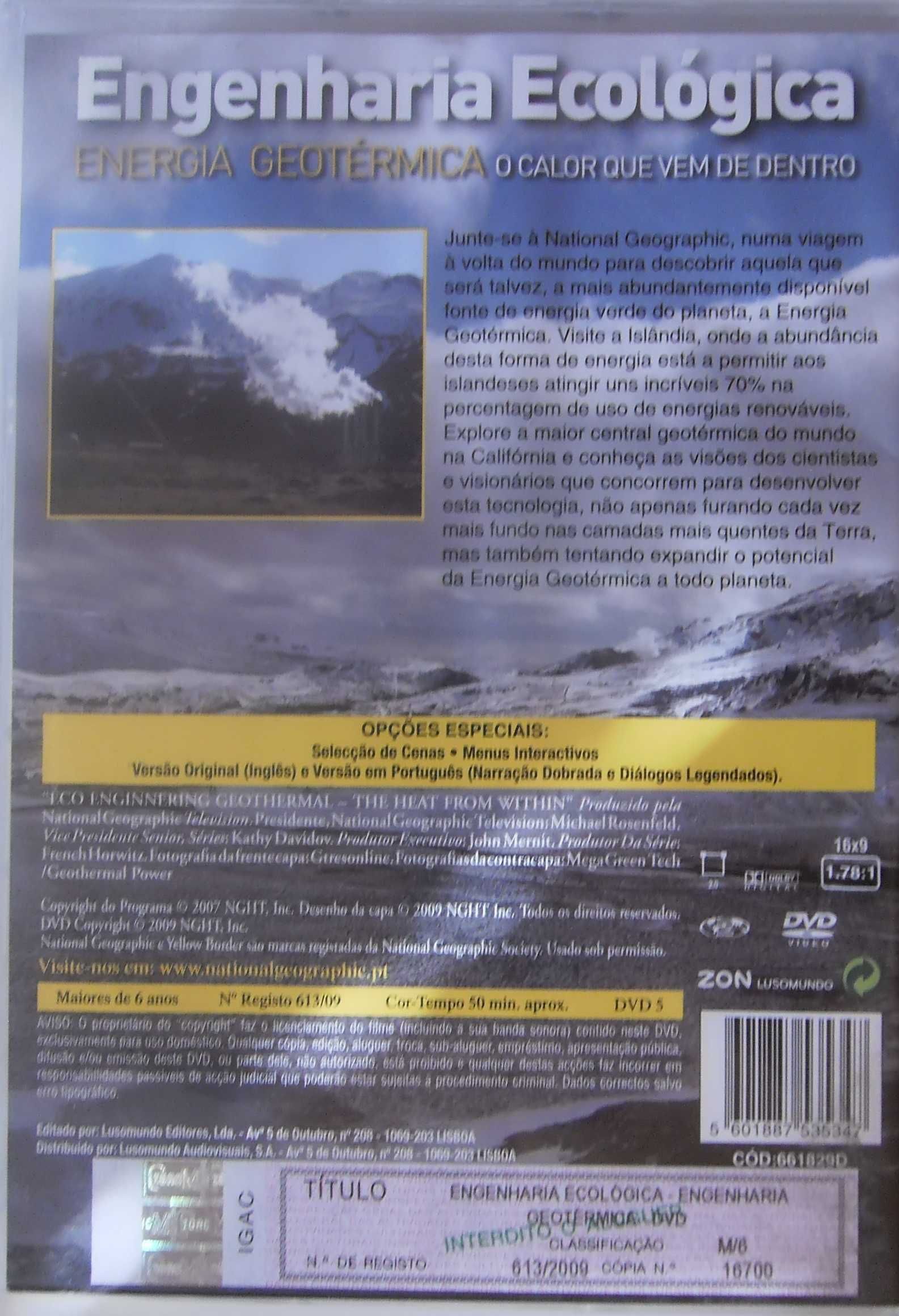 DVD Engenharia Ecológica "Energia Geotérmica" / National Geographic