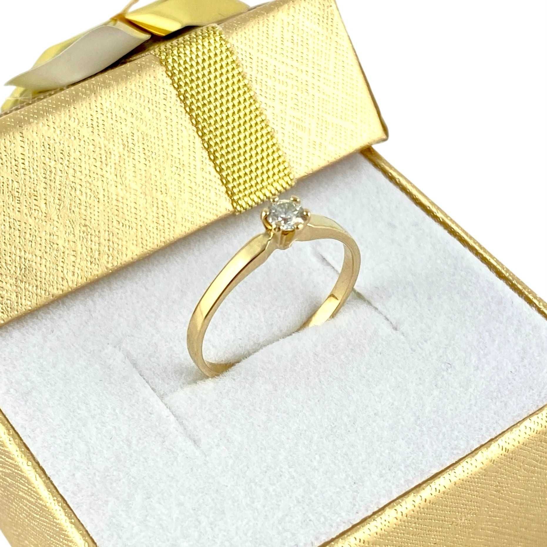 Piękny ZŁOTY pierścionek DIAMENT brylant 0,15ct PR. 585 (14K) rozm. 12