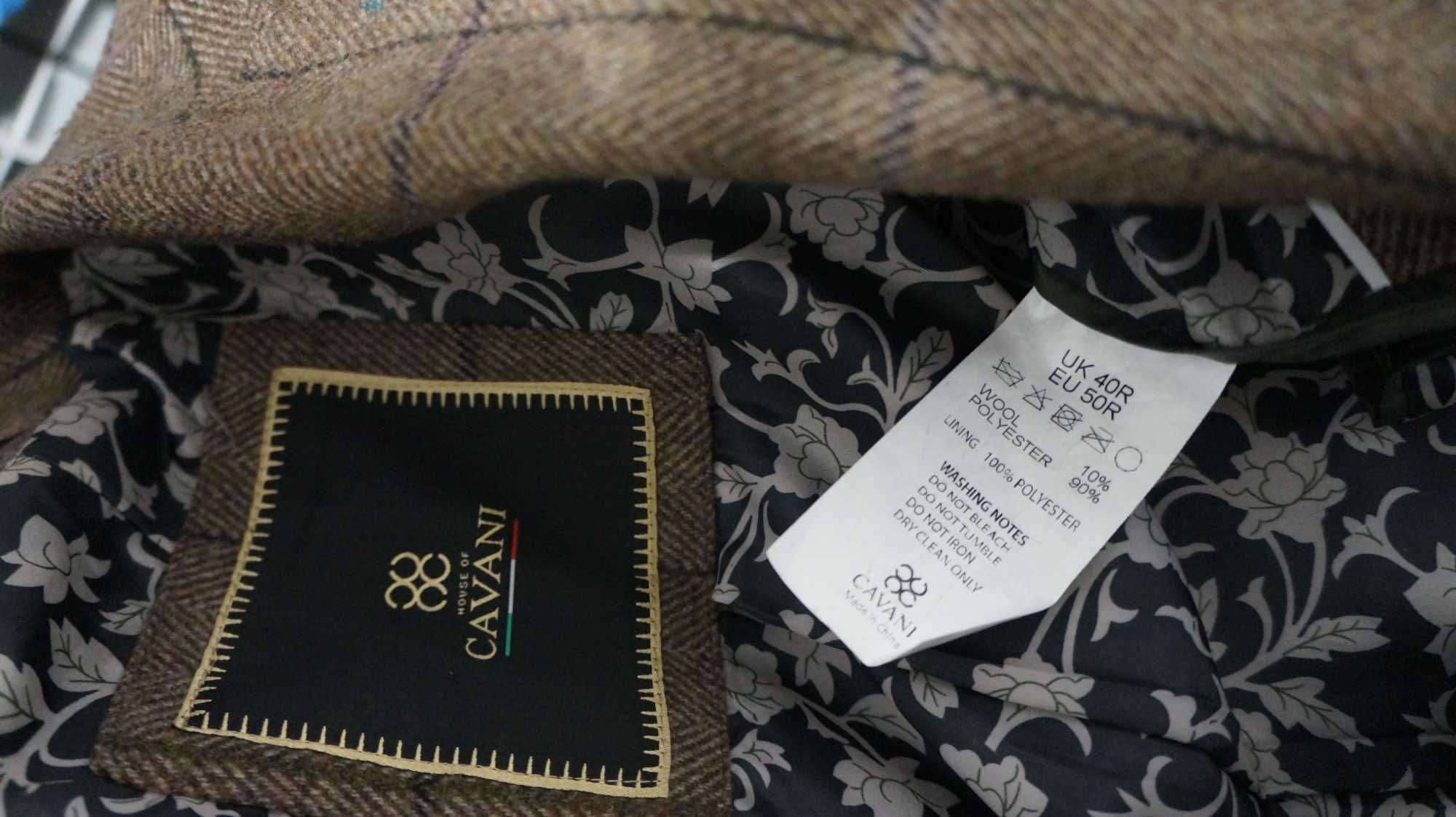 Blezer/Marynarka Cavani Roz. 50 Kolor Brąz Jodełka Krata Fit
