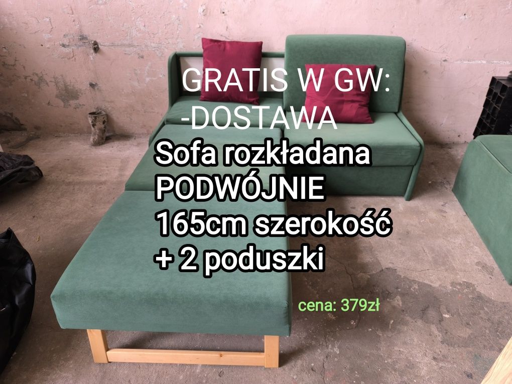 Sofa rozkładana podwójnie z funkcją spania kanapa Solidna Wygodna