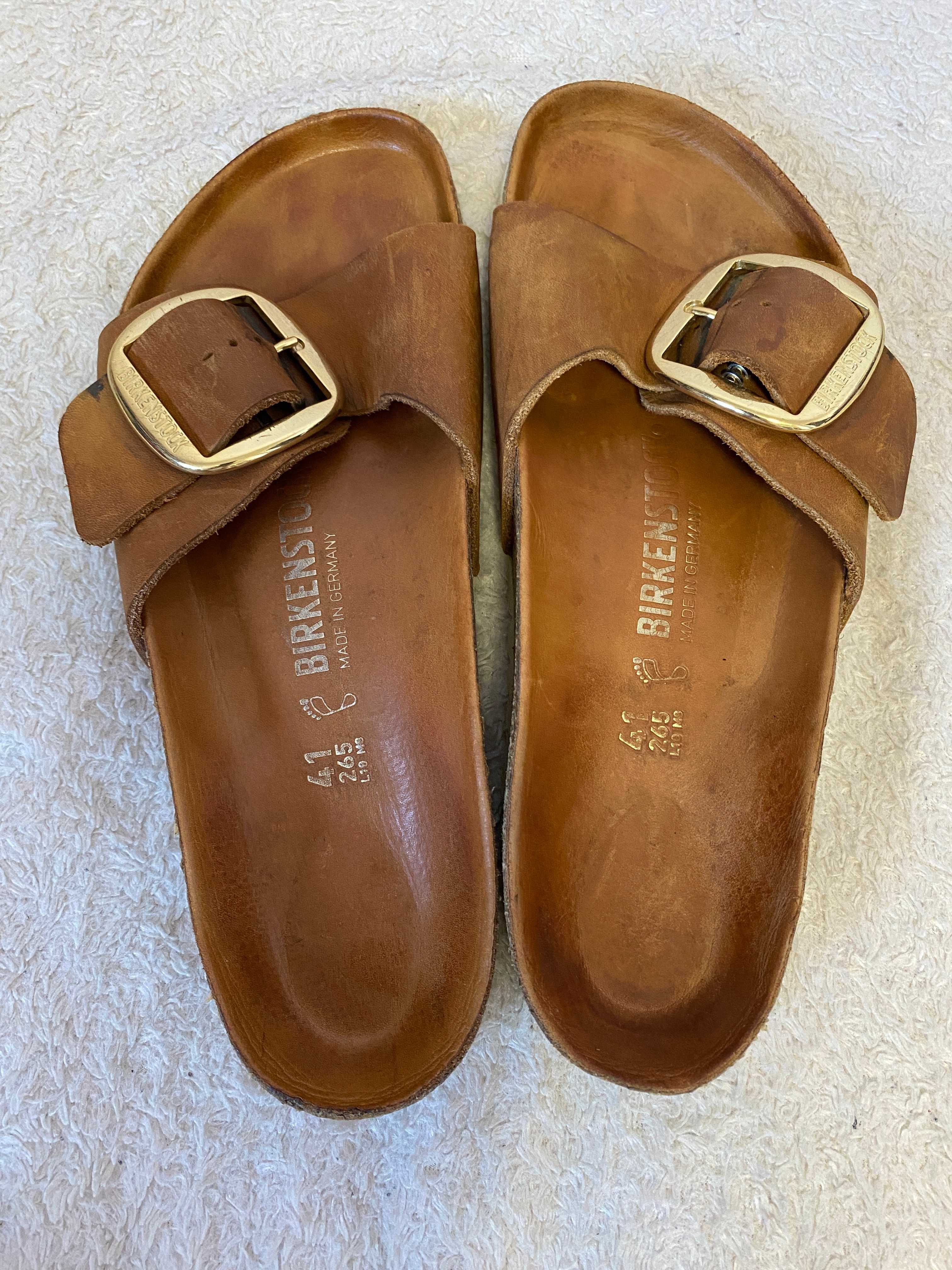 birkenstock madrid big buckle cognac шлёпки женские 41р 26,5см оригина