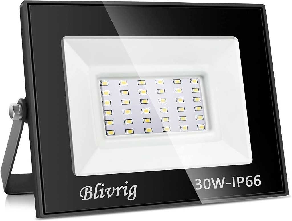 Blivrig Reflektor zewnętrzny LED, 30W 6500K, IP66 Halogen Naświetlacz