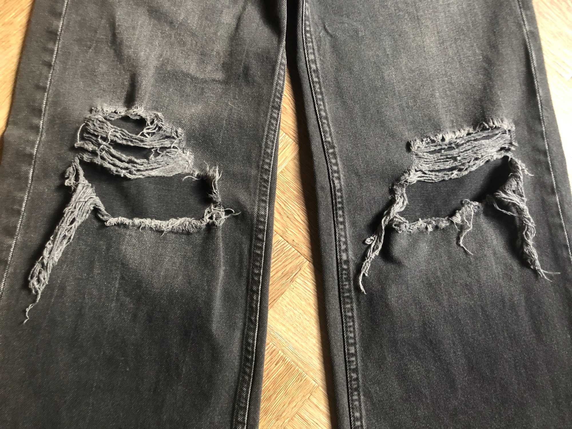 H&M Divided jeansy spodnie czarne b. szerokie nogawki 32 XXS stan BDB