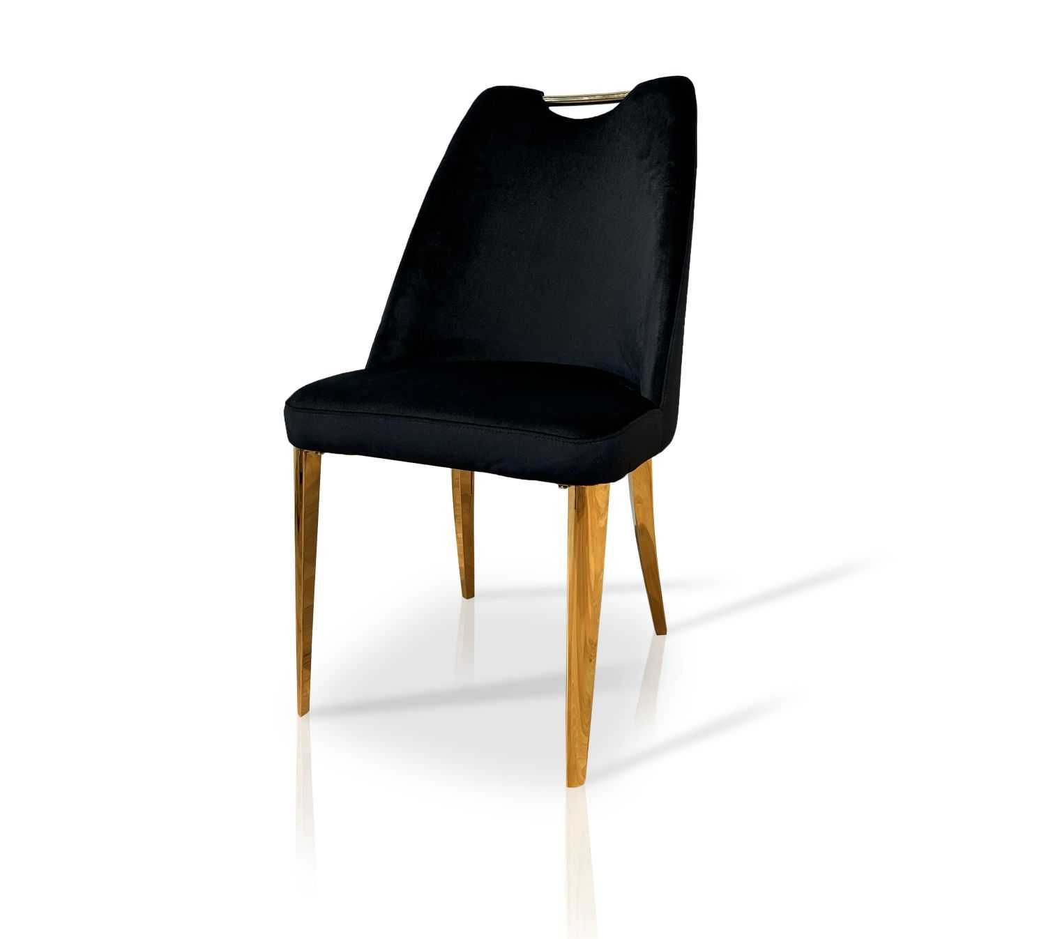 Krzesło tapicerowane Glamour FT239 Gold, velvet biały, velvet czarny
