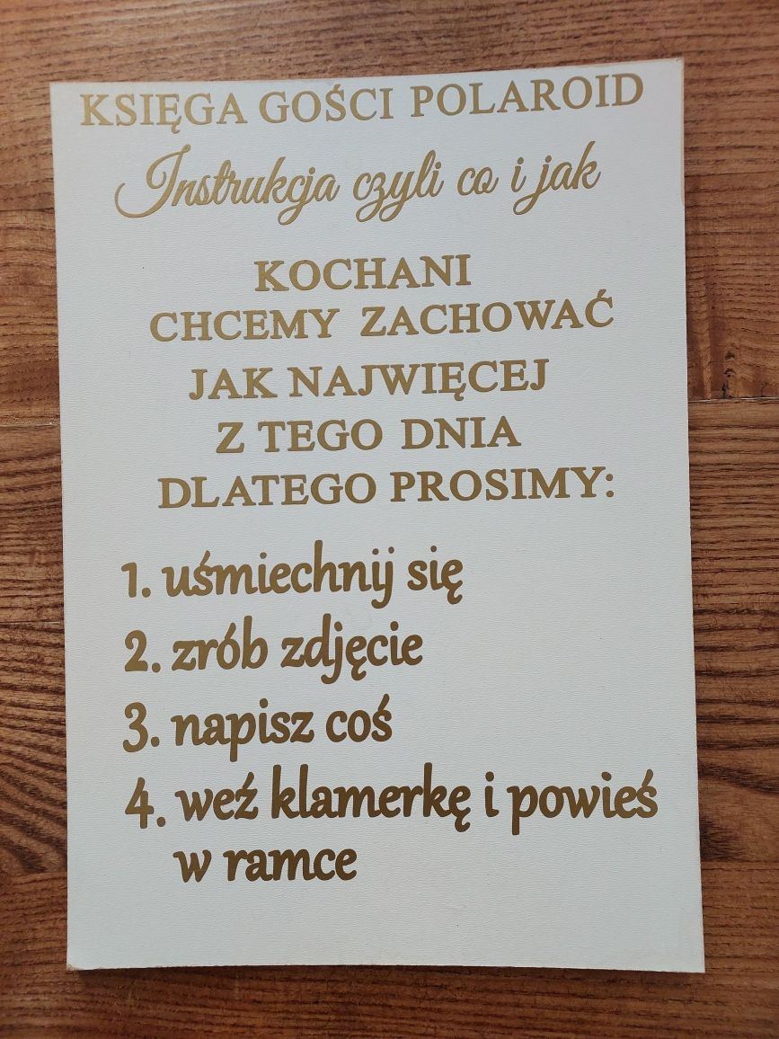 Instrukcja do księgi gości polaroid - ślub