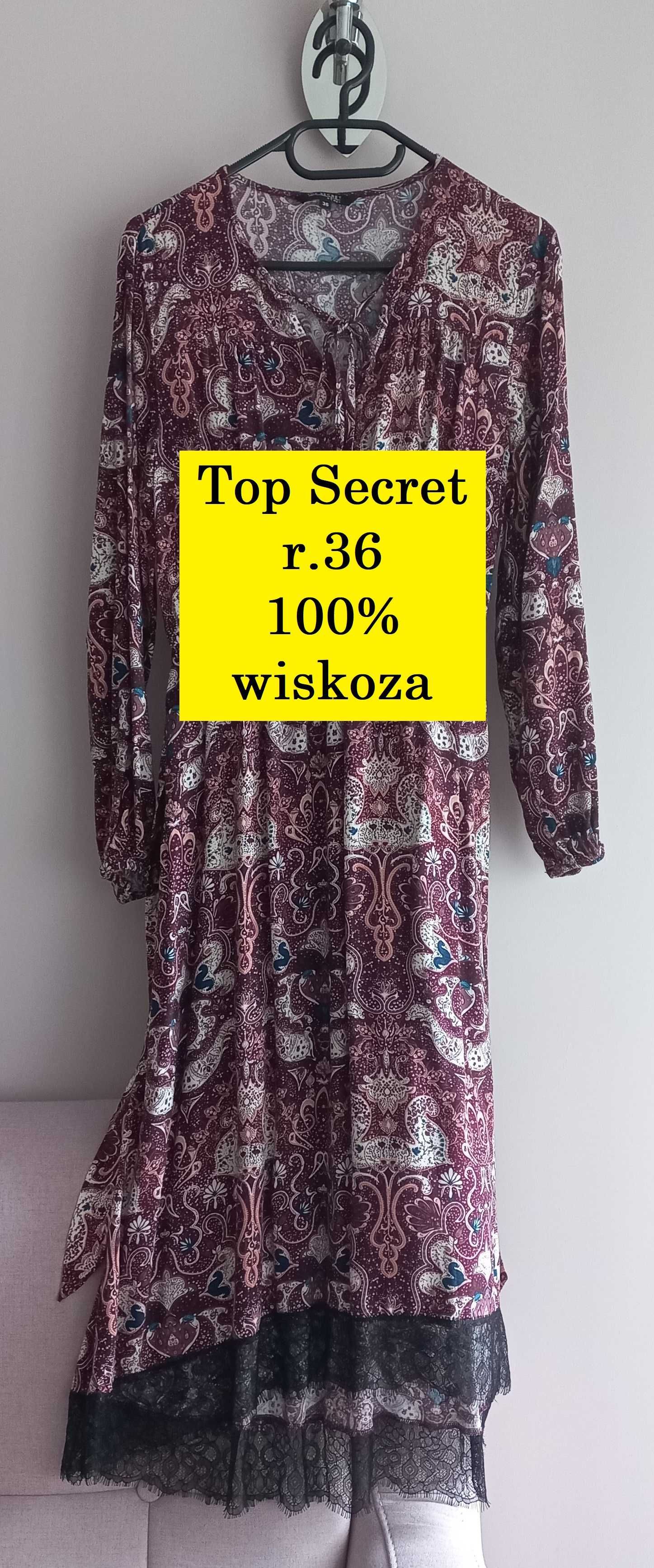 Sukienka maxi Top Secret r.36 stan bdb 100% wiskoza