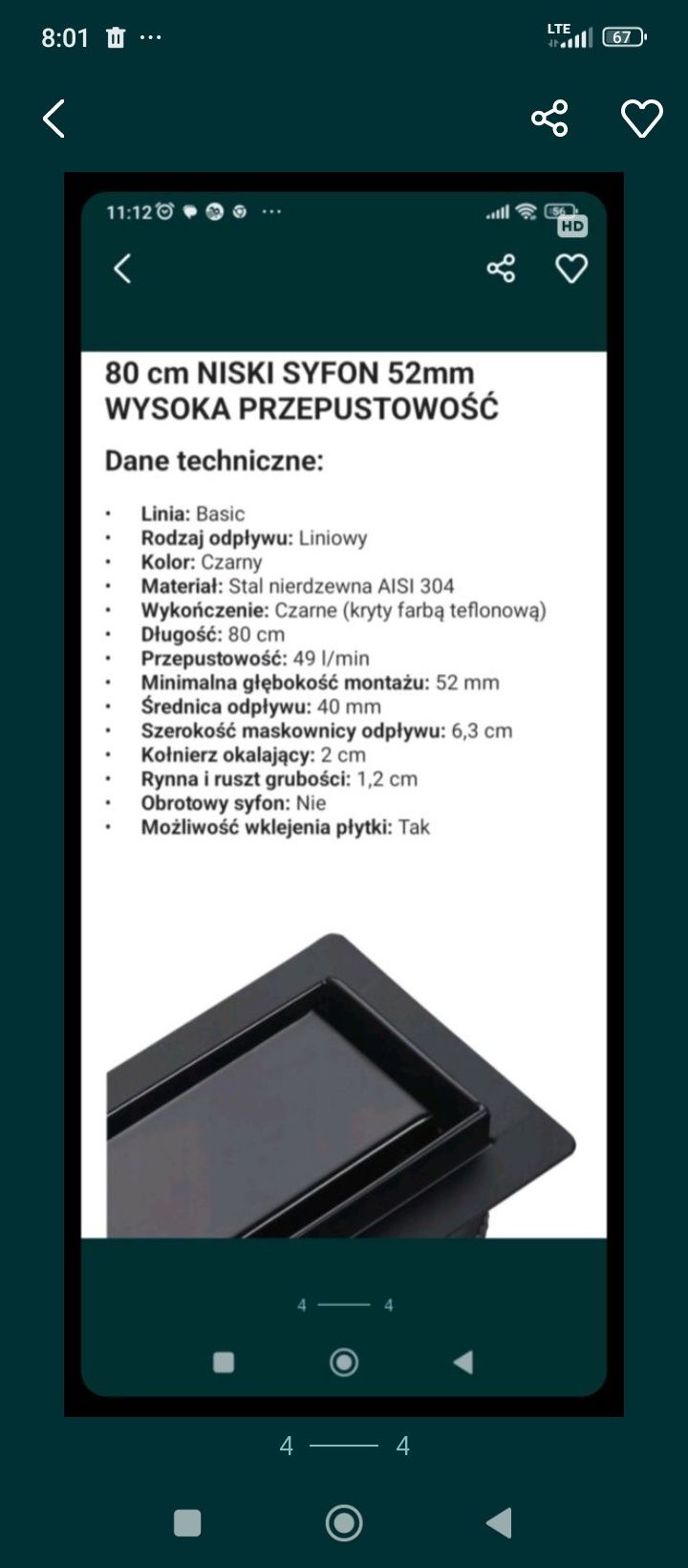 Odpływ liniowy 80