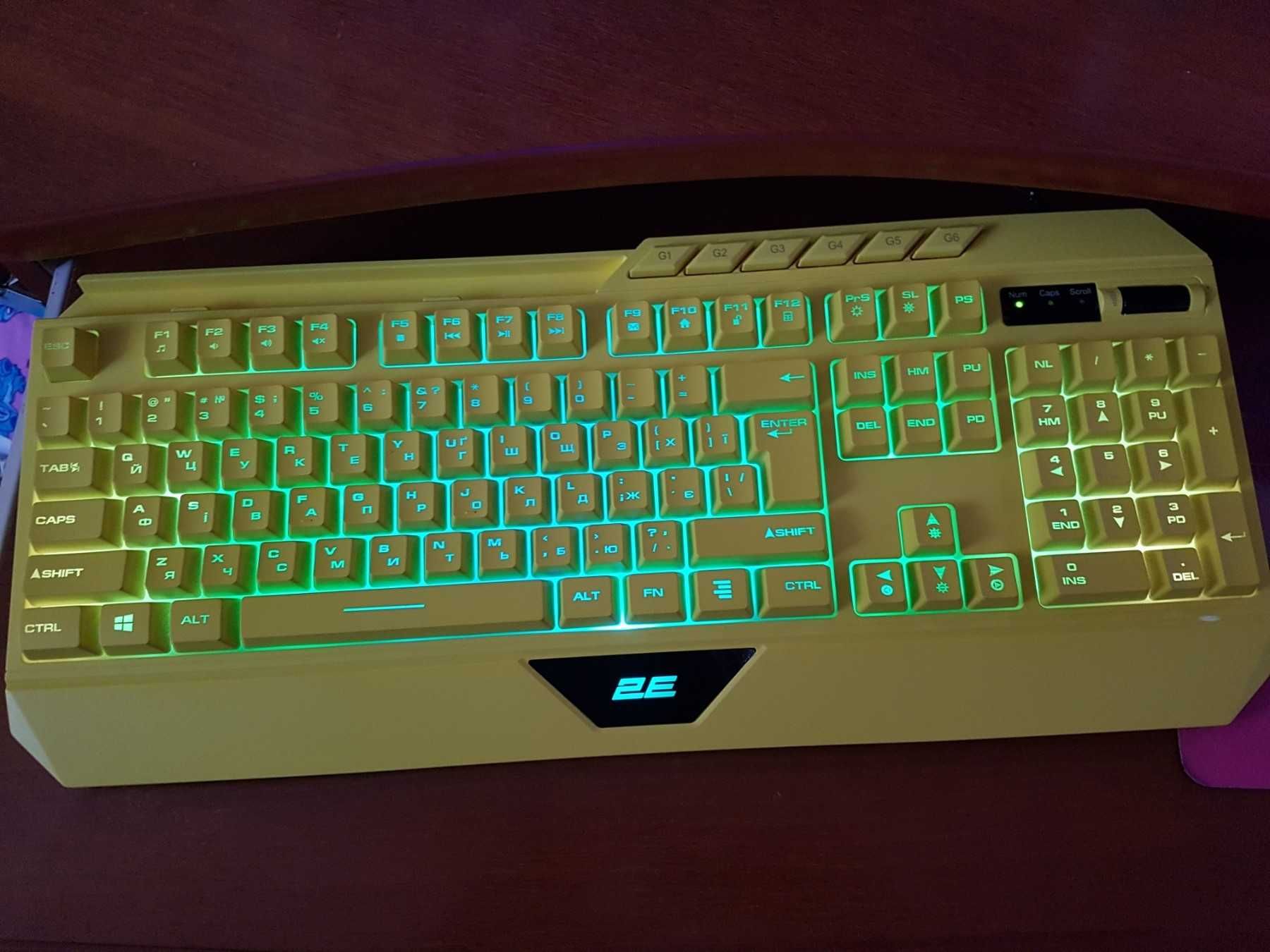 Яркая игровая клавиатура с подсветкой 2E Gaming KG315 RGB USB Yellow