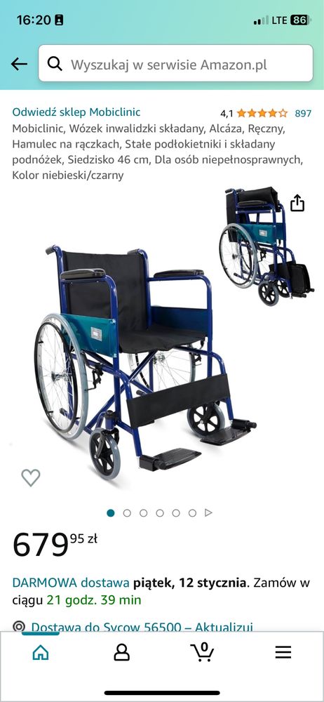 Wózek inwalidzki Mobiclinic Azul 46
