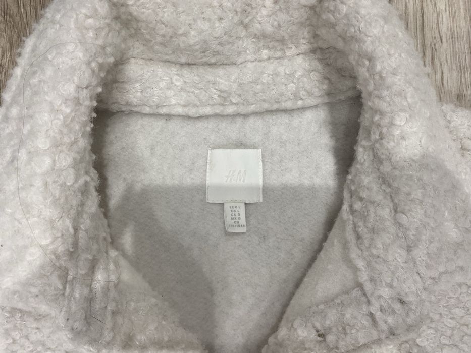 Baranek kurtka koszula H&M złamana biel L