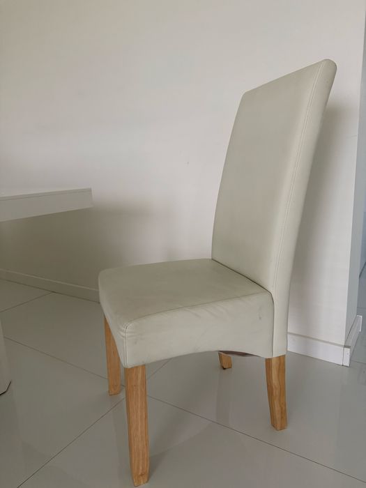 Krzesła do jadalni 6szt ecru kremowe ecoskora drewniane