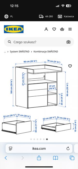 Przewijak smastad ikea 3 szuflady