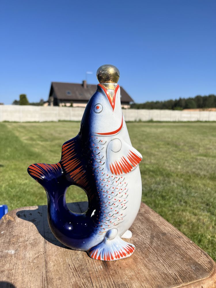 Porcelanowa karafka ryba z 6 kieliszkami Łomonosow