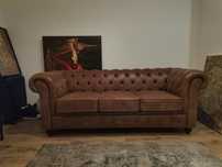 Piękna Sofa Chesterfield 3 osobowa, jak nowa, igła