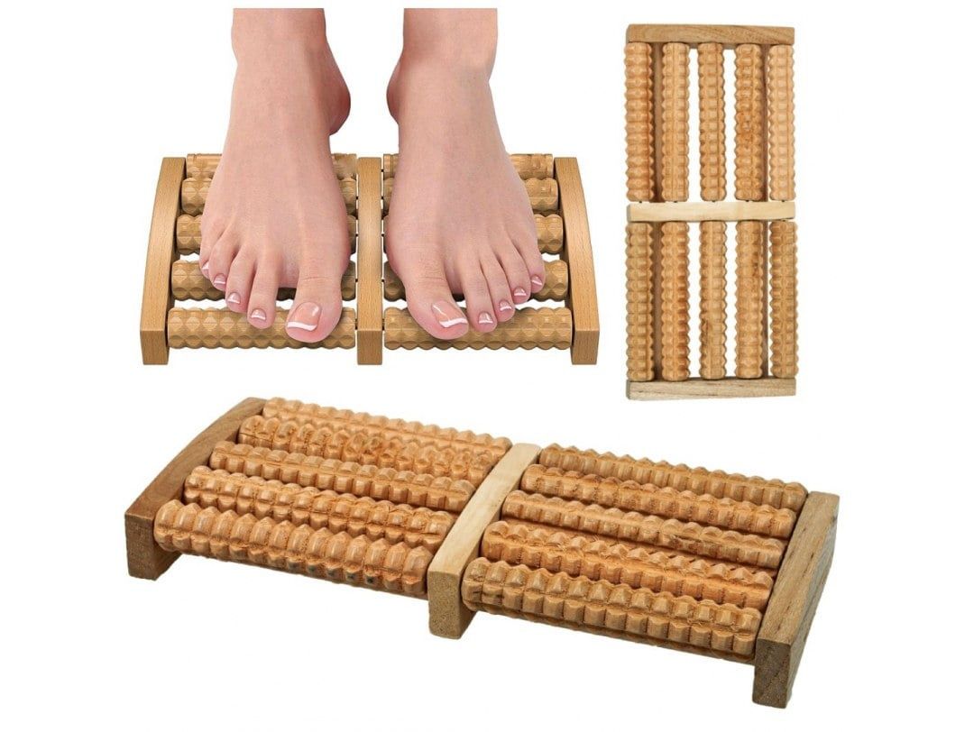 Masażer roller do stóp drewniany podwójny tradycyjny