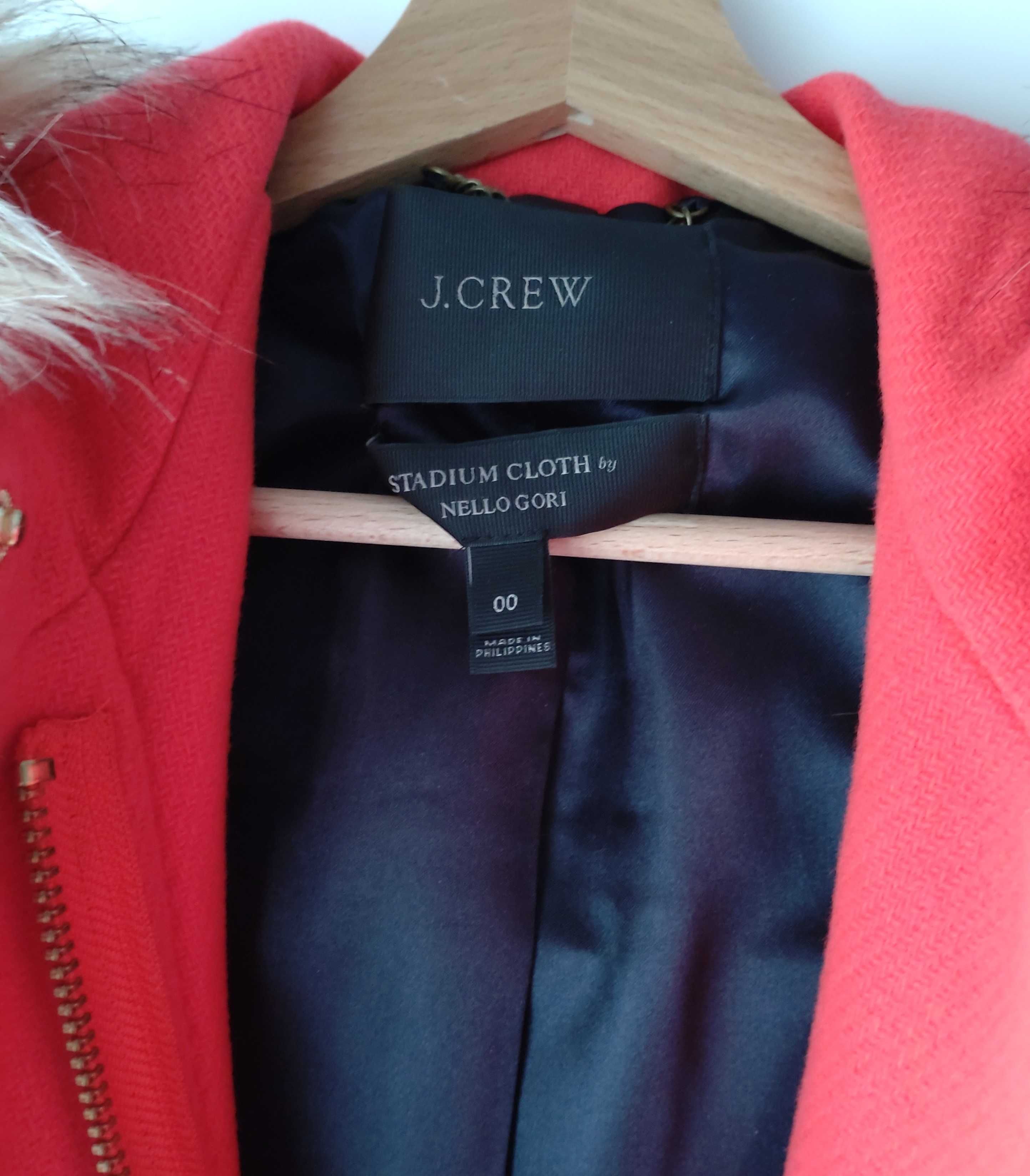Płaszcz J.CREW kurtka wełniana czerwona XXS * piękny * z USA