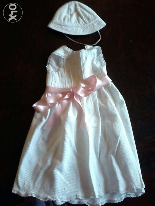 Vestido cerimónia + chapéu (3-6 m)