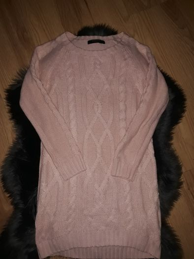 Sweter tunika brzoskwiniowy Reserved rozmiar s warkocze