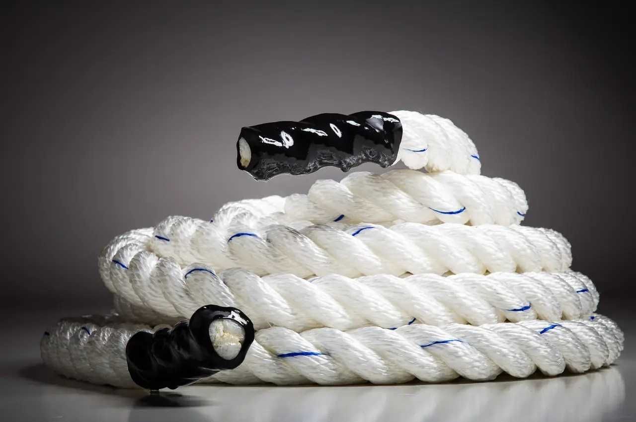Канат тренувальний для кросфіта 15м Battle Rope White WCG 50х15