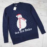 OYSHO_ICE ICE BABY_Xmas jumper_świąteczny sweter_navy_L